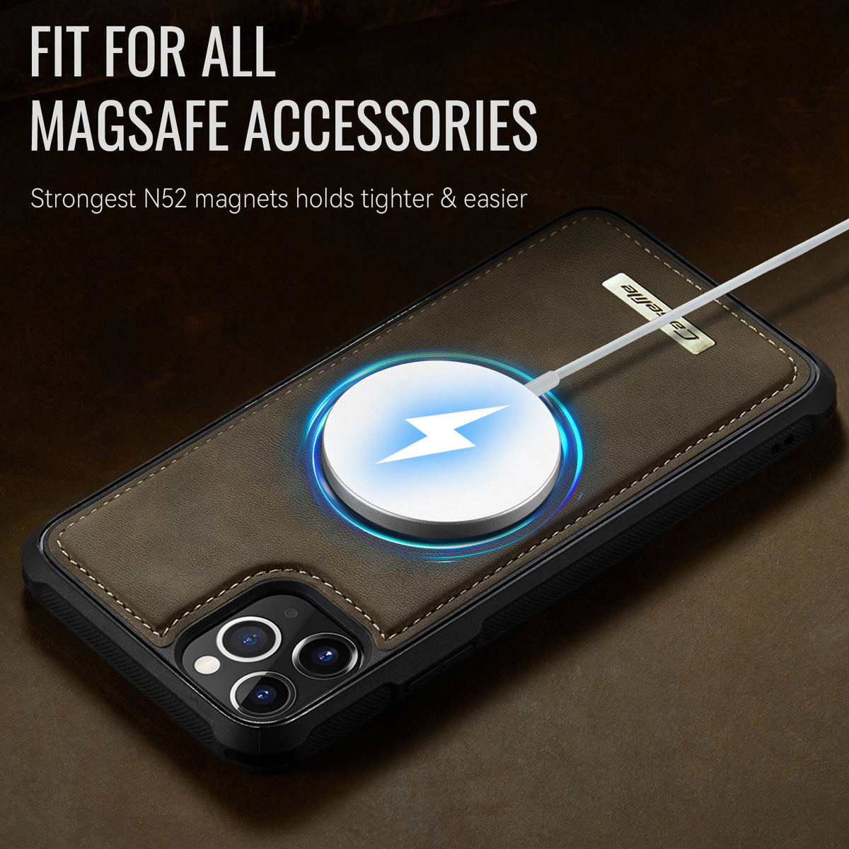 CaseMe For iPhone 11 Pro Max C69 Series Magnetic Case Leather Coated TPU Phone Cover