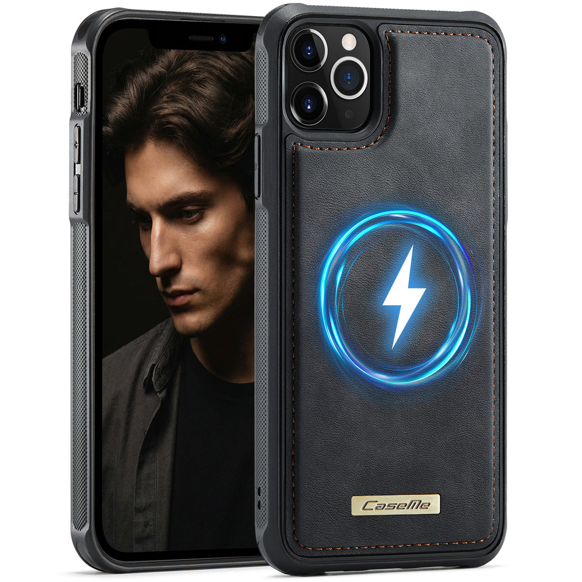 CaseMe For iPhone 11 Pro Max C69 Series Magnetic Case Leather Coated TPU Phone Cover