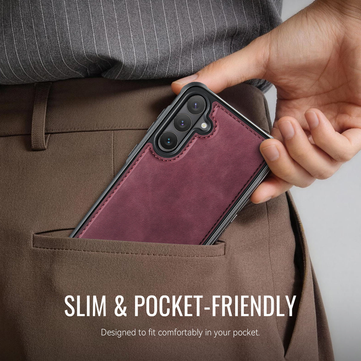 CaseMe For Samsung Galaxy S26 C69 Series Magnetic Case Leather Coated TPU Phone Cover