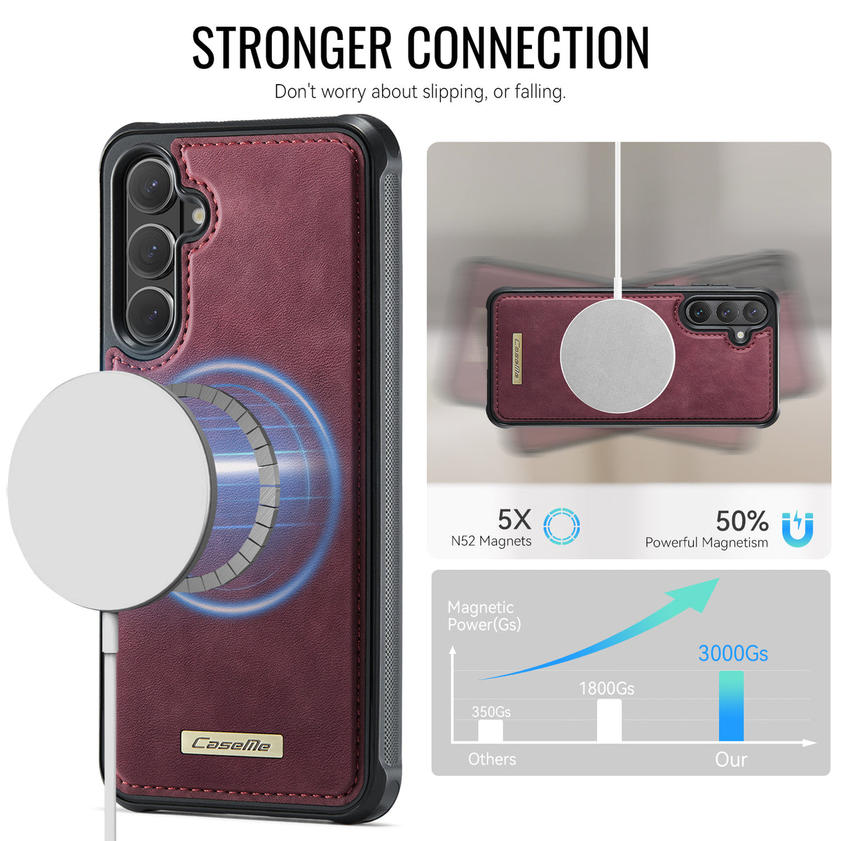 CaseMe For Samsung Galaxy S26 C69 Series Magnetic Case Leather Coated TPU Phone Cover