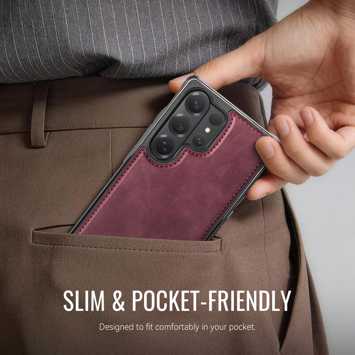 CaseMe For Samsung Galaxy S26 Ultra C69 Series Magnetic Case Leather Coated TPU Phone Cover