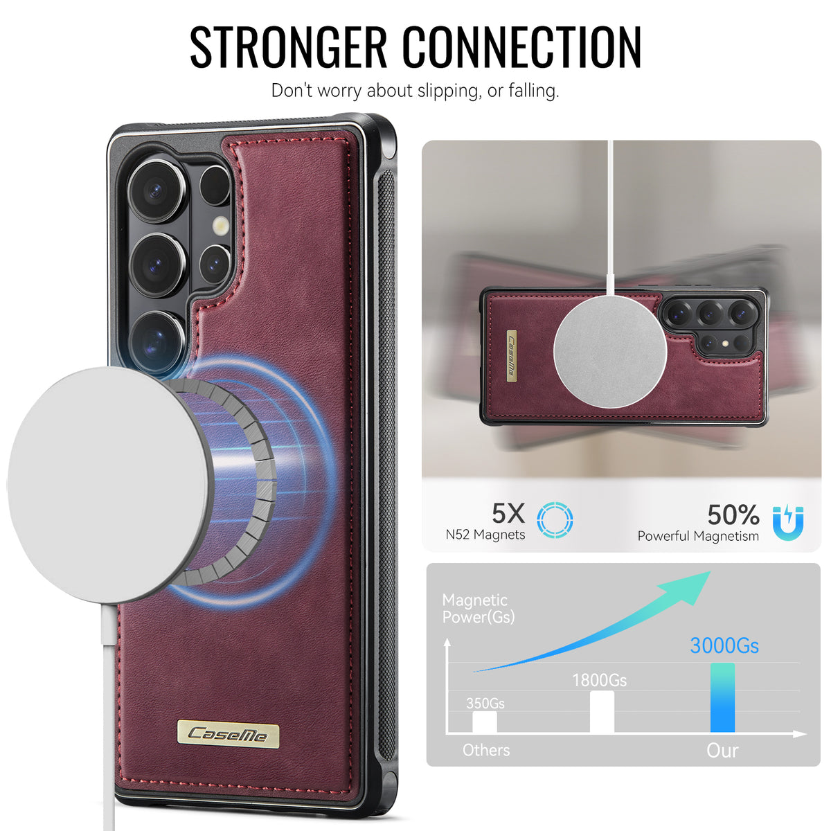 CaseMe For Samsung Galaxy S26 Ultra C69 Series Magnetic Case Leather Coated TPU Phone Cover