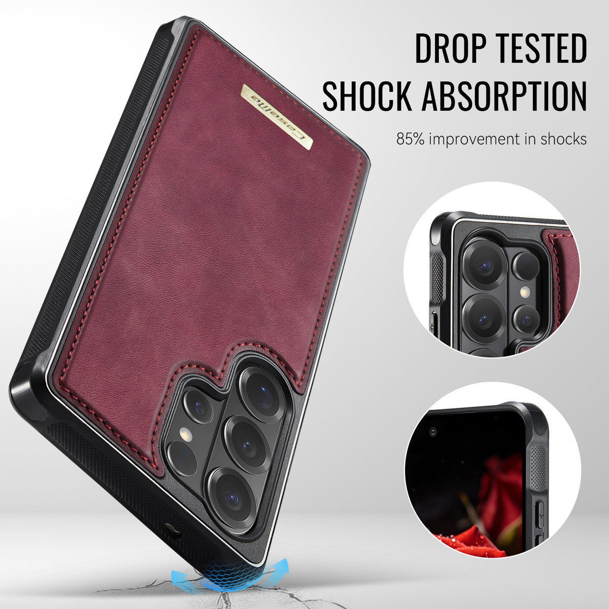 CaseMe For Samsung Galaxy S26 Ultra C69 Series Magnetic Case Leather Coated TPU Phone Cover