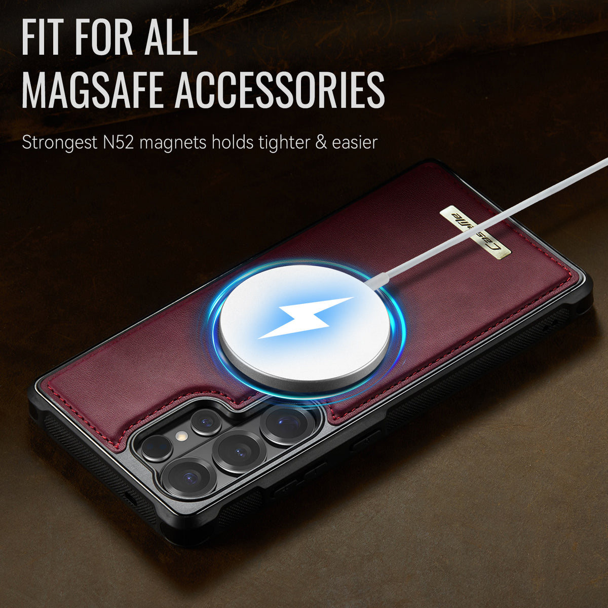 CaseMe For Samsung Galaxy S26 Ultra C69 Series Magnetic Case Leather Coated TPU Phone Cover