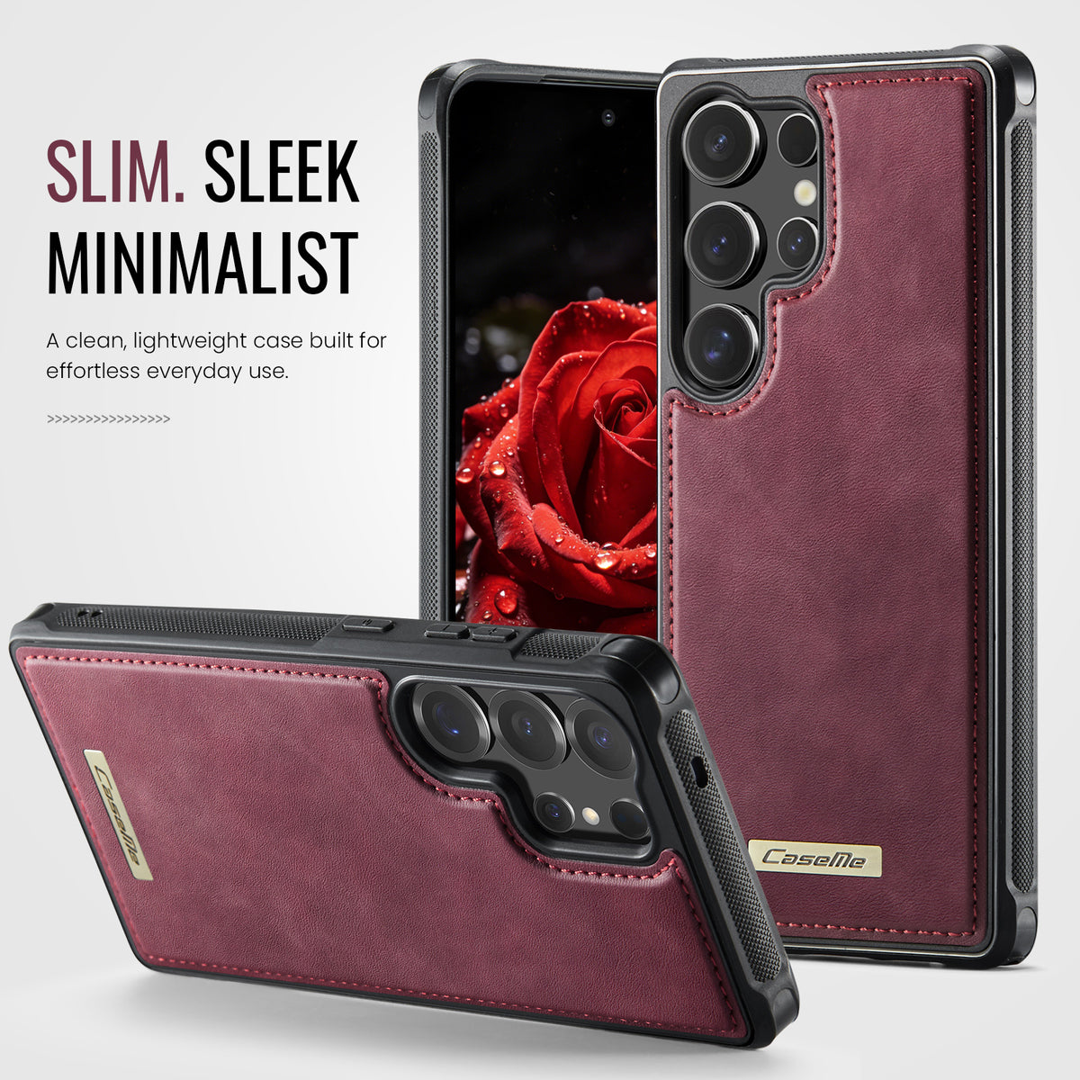 CaseMe til Samsung Galaxy S25 Ultra, magnetisk cover fra C69-serien, TPU-mobilcover med læderbelægning