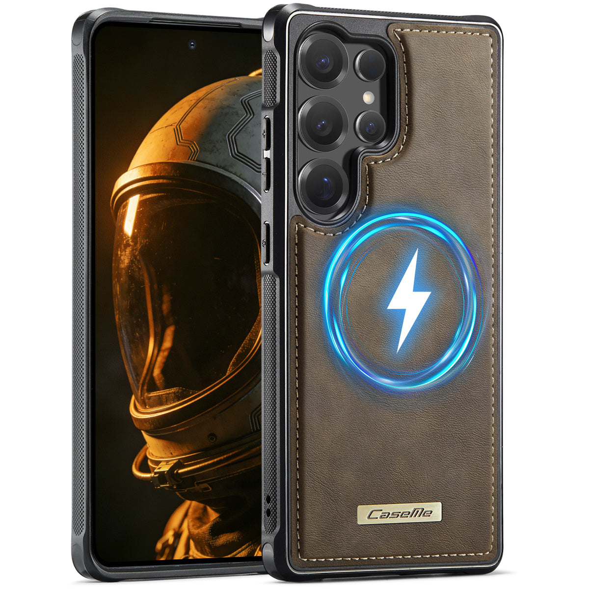 CaseMe til Samsung Galaxy S25 Ultra, magnetisk cover fra C69-serien, TPU-mobilcover med læderbelægning