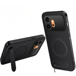 WANLONFENG For Honor 600 5G QT Series Magnetic Case Kickstand Carbon Fiber Texture PC TPU Phone Cover