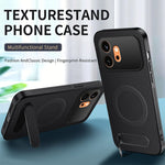WANLONFENG For Honor 600 5G QT Series Magnetic Case Kickstand Carbon Fiber Texture PC TPU Phone Cover