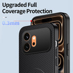 WANLONFENG For Honor 600 5G QT Series Magnetic Case Kickstand Carbon Fiber Texture PC TPU Phone Cover