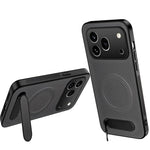 WANLONFENG Magnetiskt skal för Honor 600 Pro 5G QT-serien Stativ Kolfiberstruktur PC TPU mobilskal