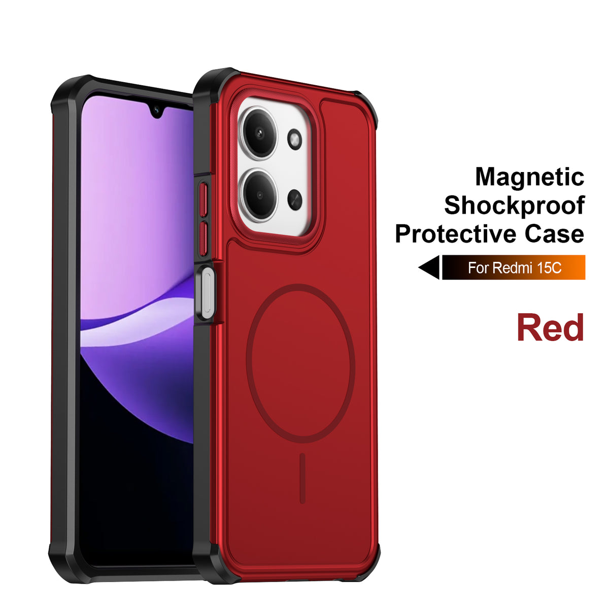 For Xiaomi Poco C85 4G (171mm) / Xiaomi Redmi 15C 5G (Global) (171mm) / Xiaomi Redmi 15C 4G (Global) (171mm) Magnetic Case Shockproof TPU PC Protective Cover
