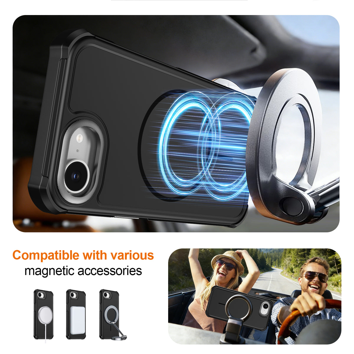 For iPhone 16th / iPhone 17th Magnetic Case Shockproof TPU PC Protective Cover