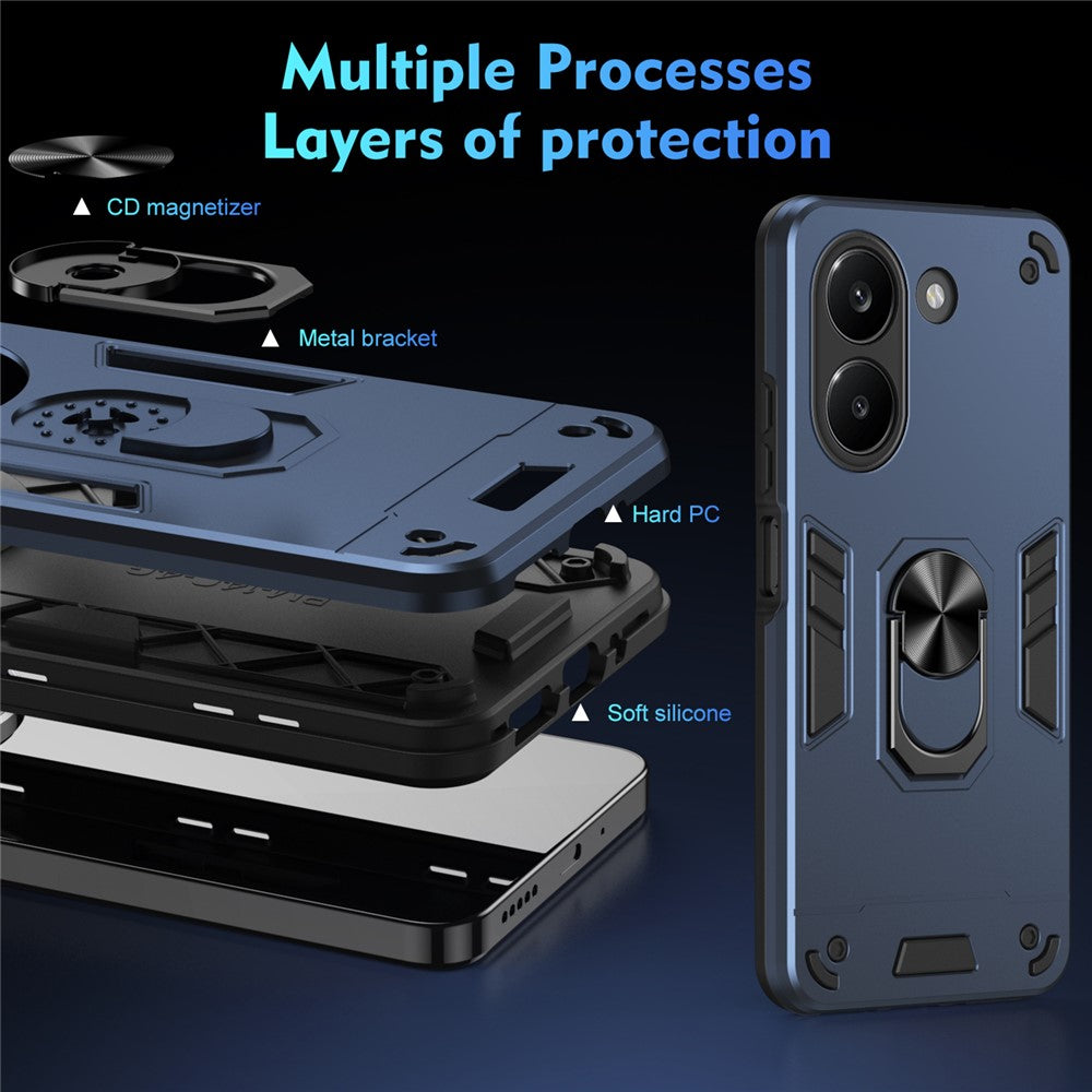Fodral för Xiaomi Poco X8 Pro 5G / Redmi Turbo 5 5G PC + TPU Drop Defend-mobilskal med ringstöd