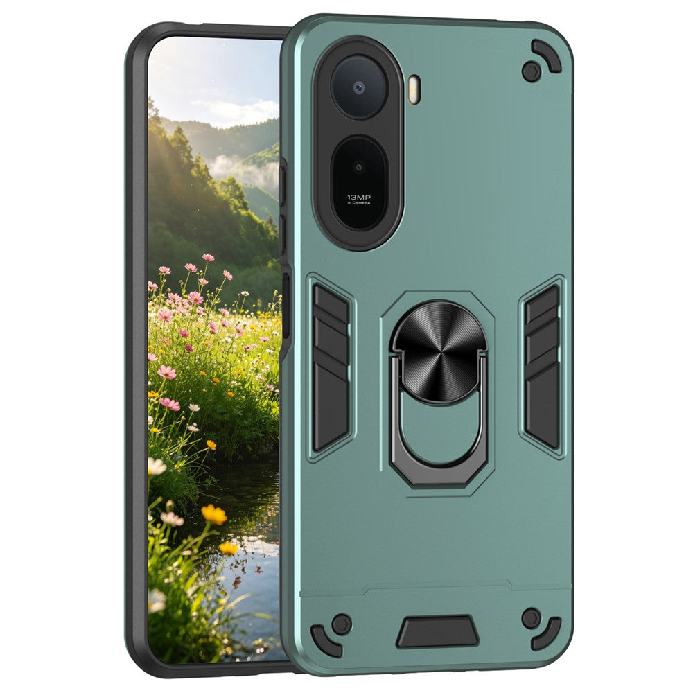 PC + TPU Case for Xiaomi Poco C85x 5G / Redmi A7 Pro 4G (171.56mm) / Redmi A7 Pro 5G Drop Defend Phone Cover with Ring Kickstand