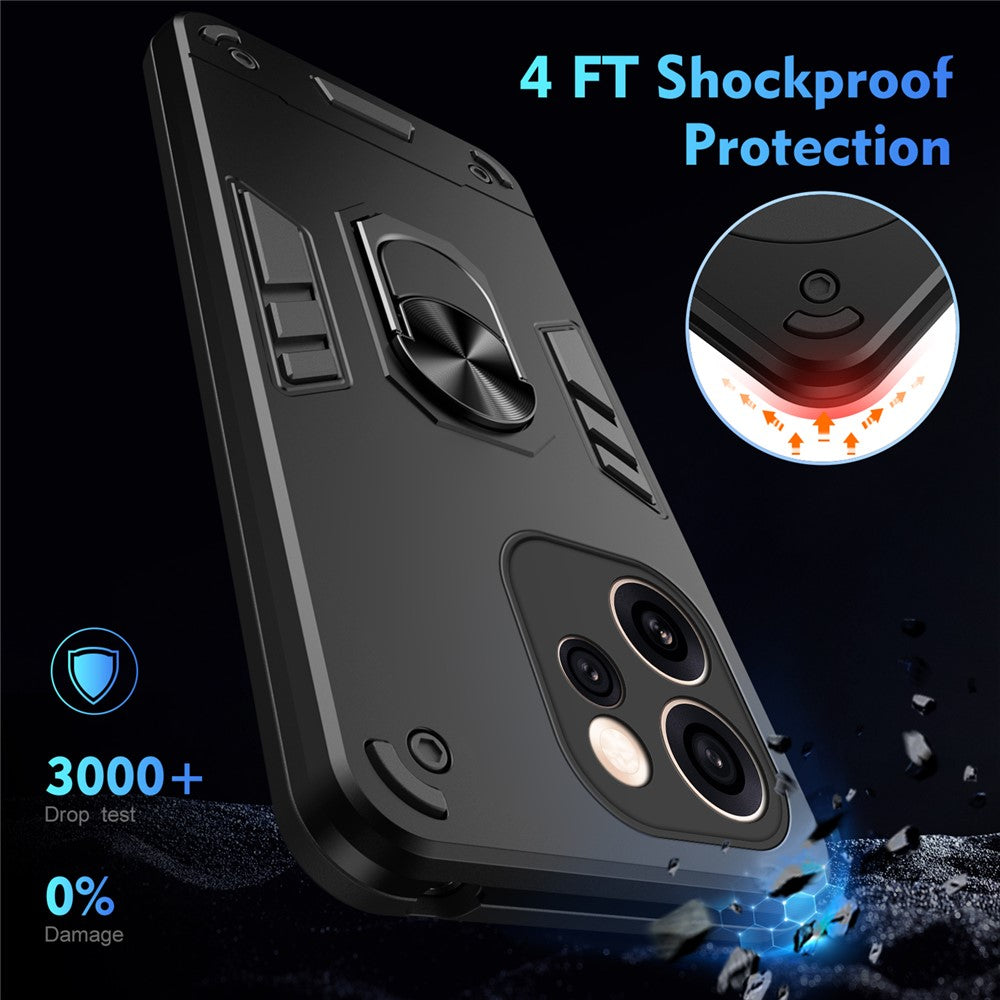 Case For Oppo Reno15 Pro Max 5G (Global)  /  Reno15 Pro 5G (China) PC + TPU Drop Defend Phone Cover with Ring Kickstand