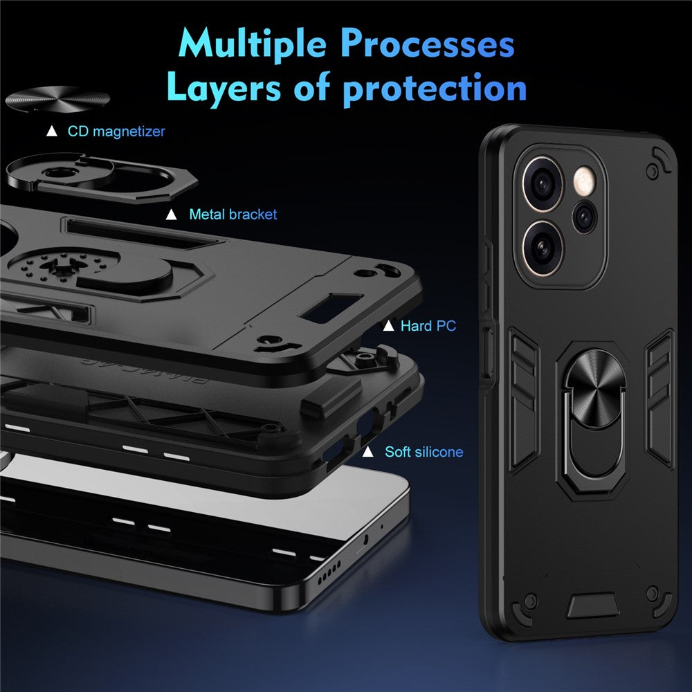 Case For Oppo Reno15 Pro Max 5G (Global)  /  Reno15 Pro 5G (China) PC + TPU Drop Defend Phone Cover with Ring Kickstand