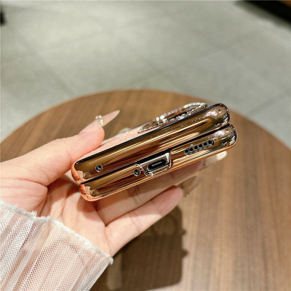 For Huawei Pocket 2 Case Glitter Rhinestone Ring Holder Kickstand Flip Folding Phone PC Protective Cover