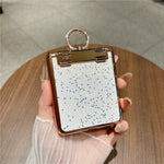 For Huawei Pocket 2 Case Glitter Rhinestone Ring Holder Kickstand Flip Folding Phone PC Protective Cover