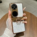 Huawei Pocket 2 Skal Glitter Strass Ring Hållare Stativ Flip Vikbart mobil PC Skyddande Skal