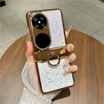 Huawei Pocket 2 Skal Glitter Strass Ring Hållare Stativ Flip Vikbart mobil PC Skyddande Skal