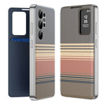 For Samsung Galaxy S23 Ultra Case Card Slot View Window Gradient Color Checkered Pattern Leather Phone Cover