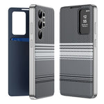 For Samsung Galaxy S24 Ultra Case Card Slot View Window Gradient Color Checkered Pattern Leather Phone Cover