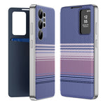 For Samsung Galaxy S24 Ultra Case Card Slot View Window Gradient Color Checkered Pattern Leather Phone Cover