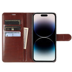 For iPhone 14 Pro Max Wallet Case Crazy Horse Texture Leather Flip Phone Cover with Magnetic Closure