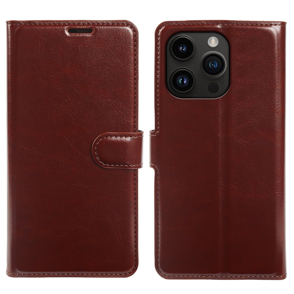 For iPhone 14 Pro Max Wallet Case Crazy Horse Texture Leather Flip Phone Cover with Magnetic Closure