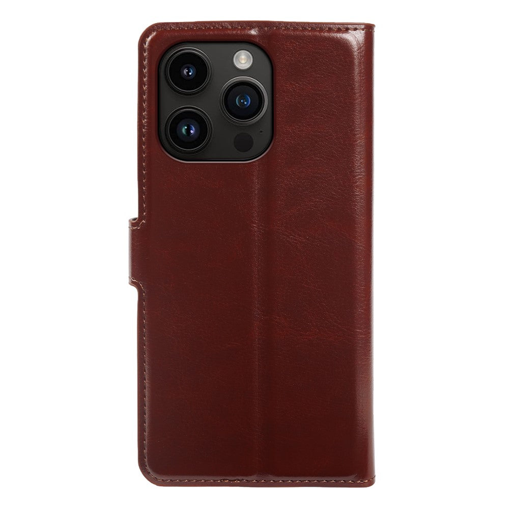 For iPhone 14 Pro Max Wallet Case Crazy Horse Texture Leather Flip Phone Cover with Magnetic Closure