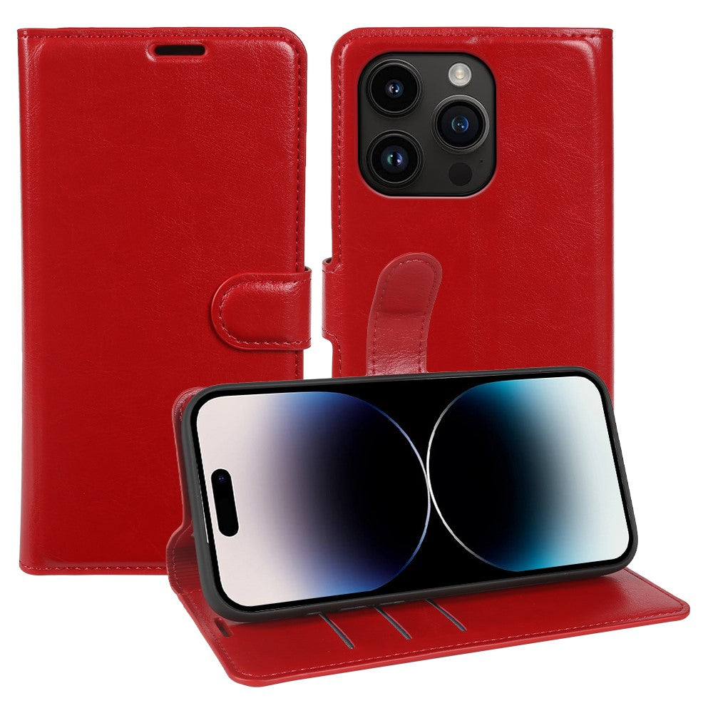 For iPhone 14 Pro Max Wallet Case Crazy Horse Texture Leather Flip Phone Cover with Magnetic Closure