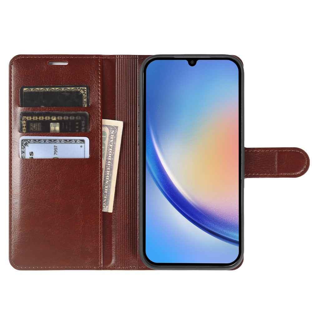 For Samsung Galaxy A34 5G Wallet Case Crazy Horse Texture Leather Flip Phone Cover with Magnetic Closure