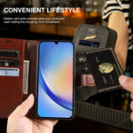 For Samsung Galaxy A34 5G Wallet Case Crazy Horse Texture Leather Flip Phone Cover with Magnetic Closure