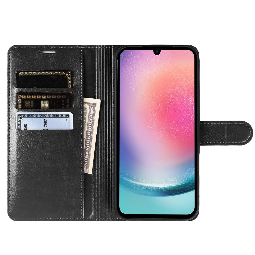 For Samsung Galaxy A24 5G Wallet Case Crazy Horse Texture Leather Flip Phone Cover with Magnetic Closure