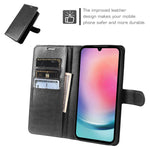 For Samsung Galaxy A24 5G Wallet Case Crazy Horse Texture Leather Flip Phone Cover with Magnetic Closure