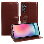 For Samsung Galaxy A24 5G Wallet Case Crazy Horse Texture Leather Flip Phone Cover with Magnetic Closure