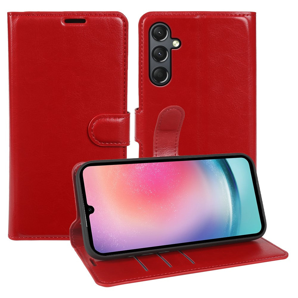 For Samsung Galaxy A24 5G Wallet Case Crazy Horse Texture Leather Flip Phone Cover with Magnetic Closure