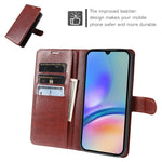 For Samsung Galaxy A05s 4G Wallet Case Crazy Horse Texture Leather Flip Phone Cover with Magnetic Closure