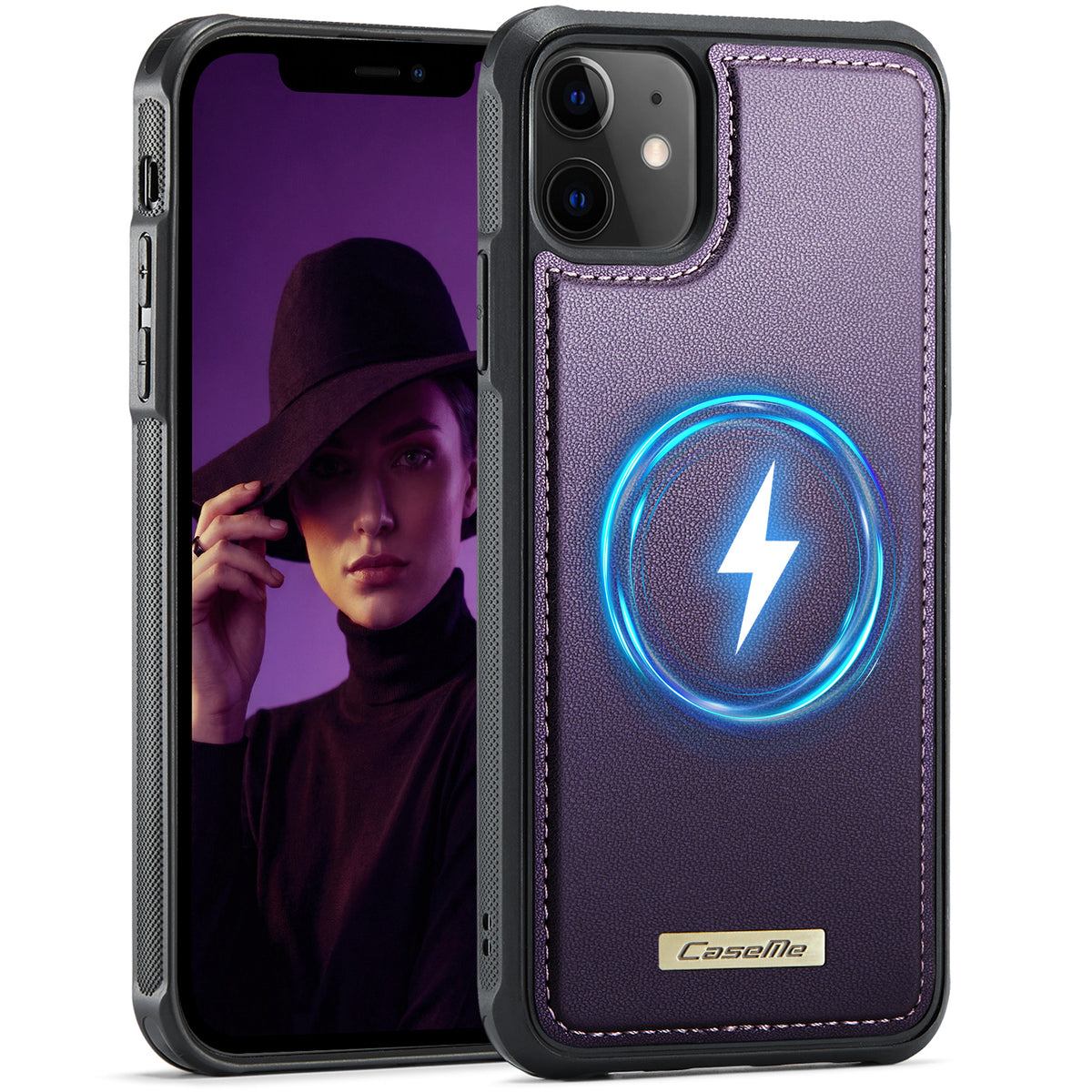CASEME for iPhone 12  / 12 Pro C69 Series Magnetic Case Leather Coated TPU Phone Cover