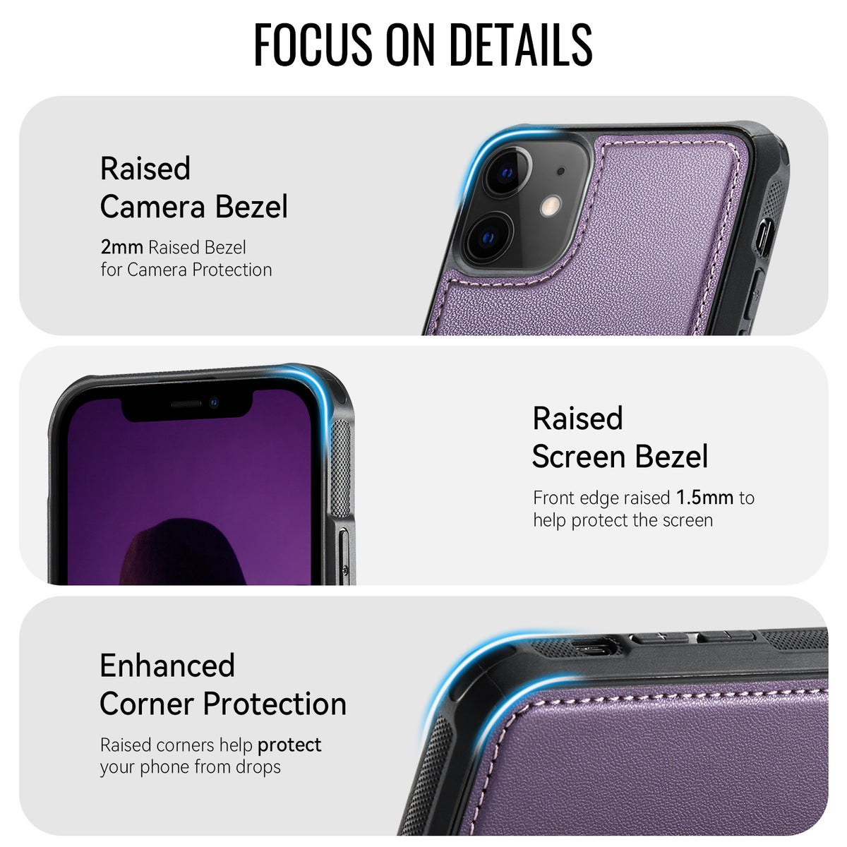 CASEME for iPhone 12  / 12 Pro C69 Series Magnetic Case Leather Coated TPU Phone Cover