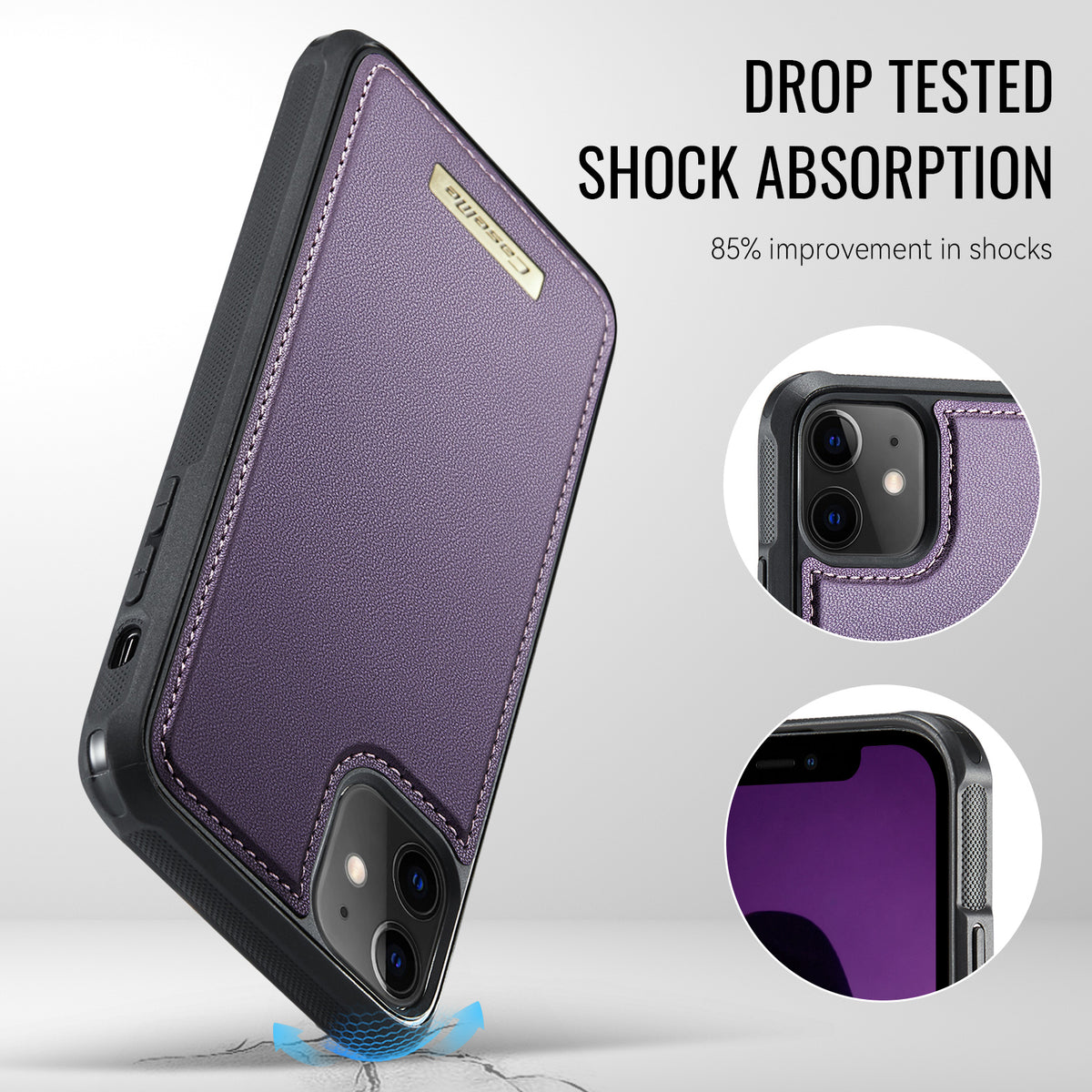 CASEME for iPhone 12  / 12 Pro C69 Series Magnetic Case Leather Coated TPU Phone Cover