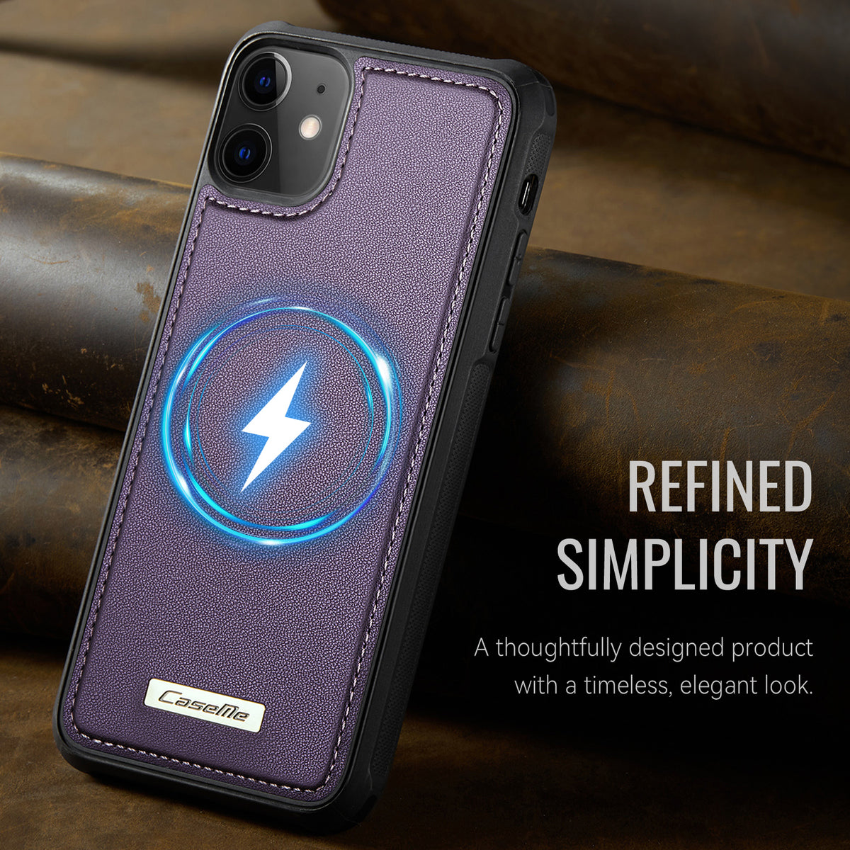 CASEME for iPhone 12  / 12 Pro C69 Series Magnetic Case Leather Coated TPU Phone Cover