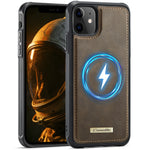 CASEME for iPhone 12  / 12 Pro C69 Series Magnetic Case Leather Coated TPU Phone Cover