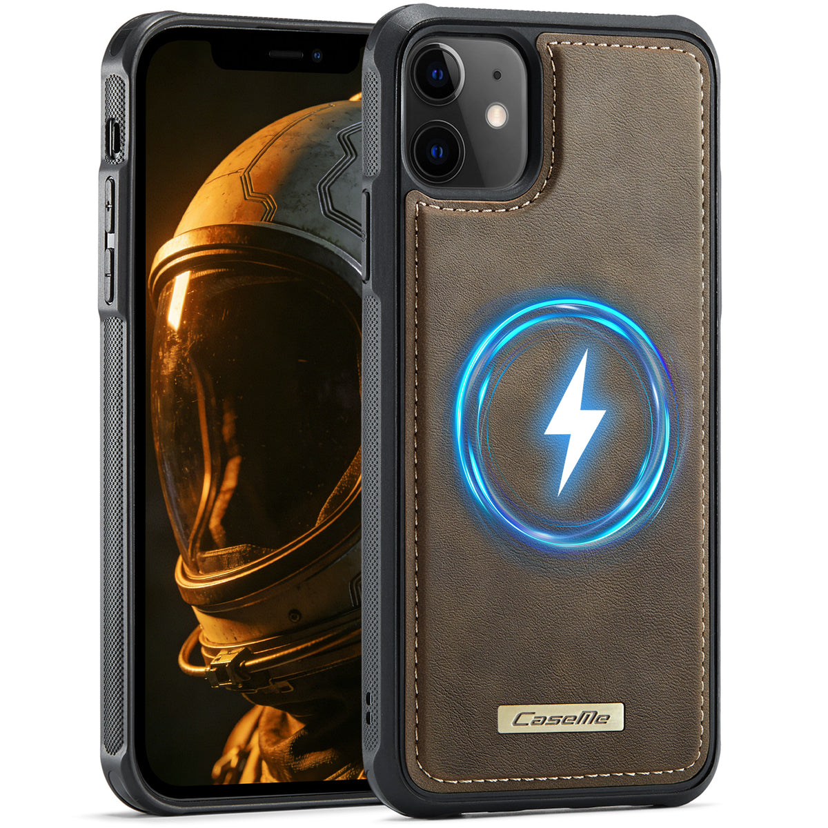 CASEME for iPhone 12  / 12 Pro C69 Series Magnetic Case Leather Coated TPU Phone Cover