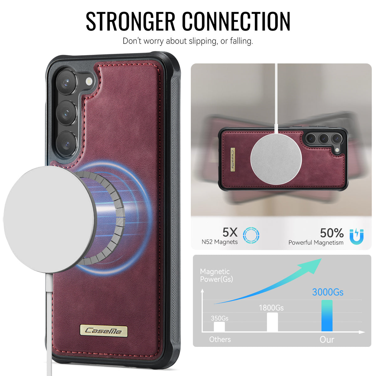 CaseMe til Samsung Galaxy S23 C69-serien Magnetisk Cover Læderbelagt TPU Telefoncover