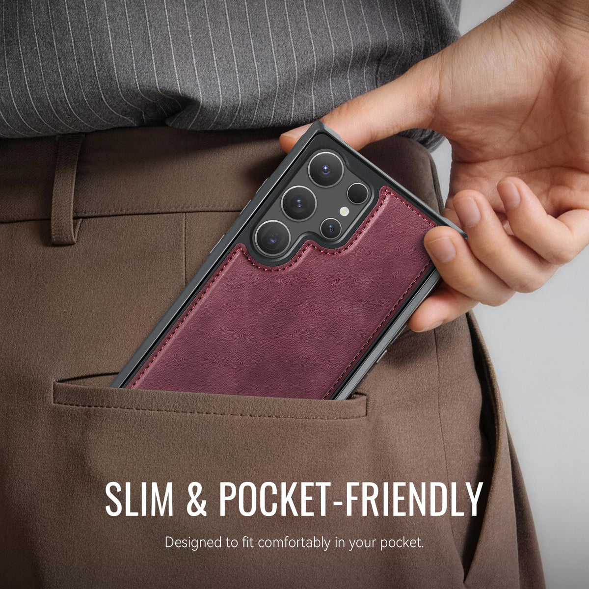 CaseMe magnetisk cover i C69-serien til Samsung Galaxy S23 Ultra, TPU-mobilcover med læderbelægning