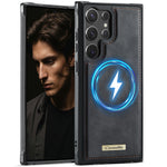 CaseMe magnetisk cover i C69-serien til Samsung Galaxy S23 Ultra, TPU-mobilcover med læderbelægning