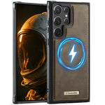CaseMe magnetisk cover i C69-serien til Samsung Galaxy S23 Ultra, TPU-mobilcover med læderbelægning