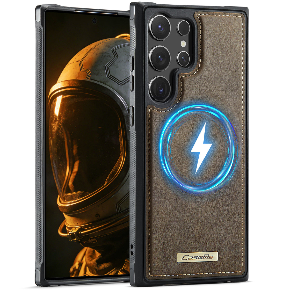 CaseMe magnetisk cover i C69-serien til Samsung Galaxy S23 Ultra, TPU-mobilcover med læderbelægning