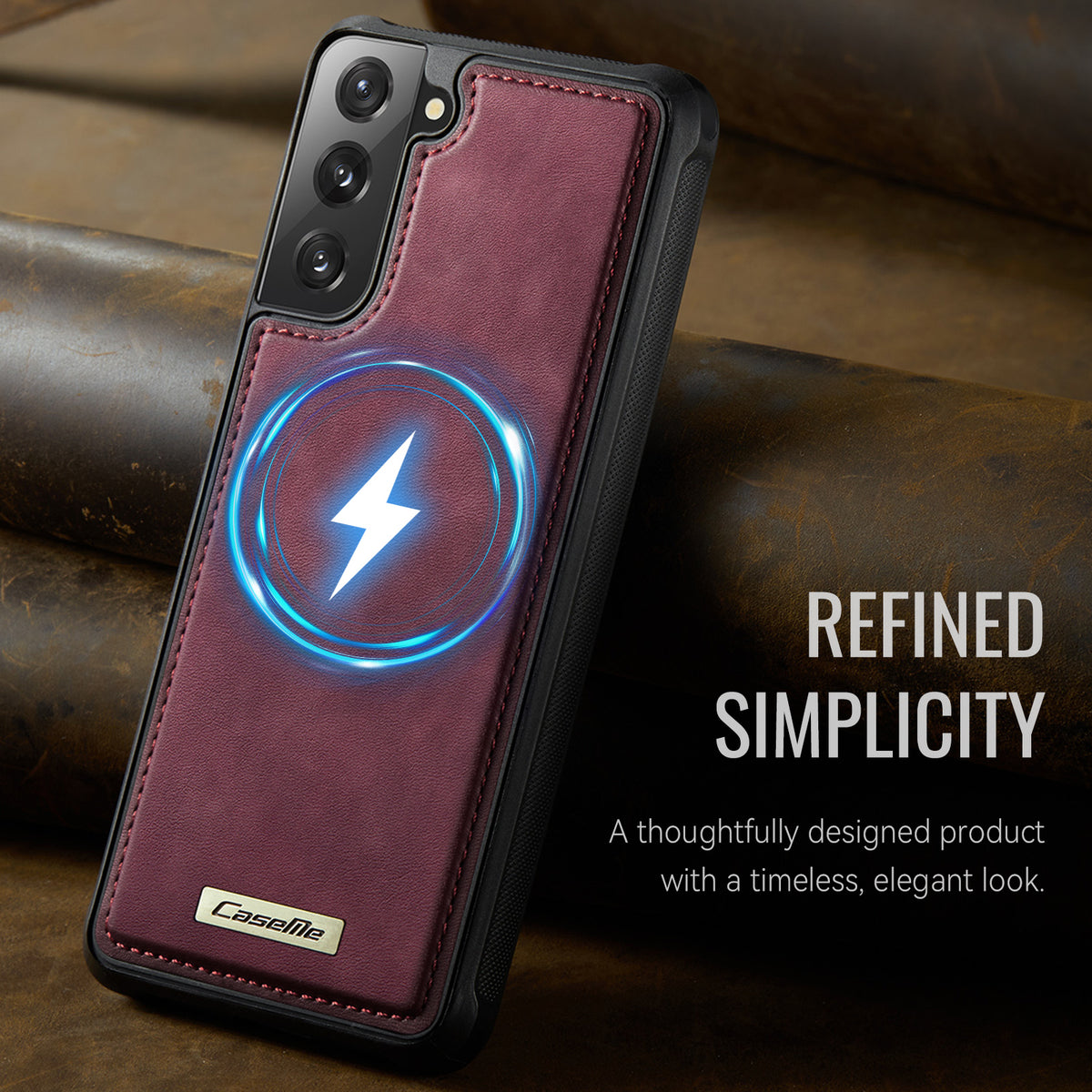 CaseMe för Samsung Galaxy S22 5G C69-serien magnetiskt skal läderbelagt TPU-mobilskydd
